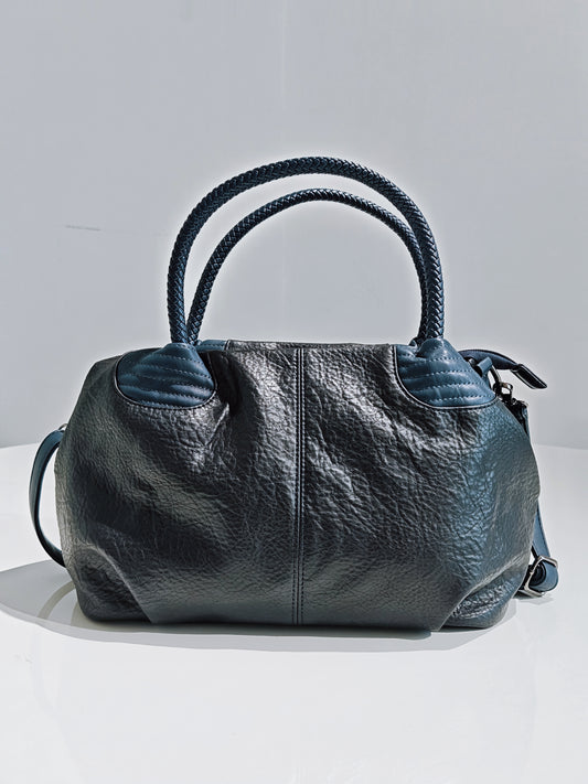 Borsa a Mano in Pella Marrone Scamosciata con Manici Intrecciati - Elegante e Pratica