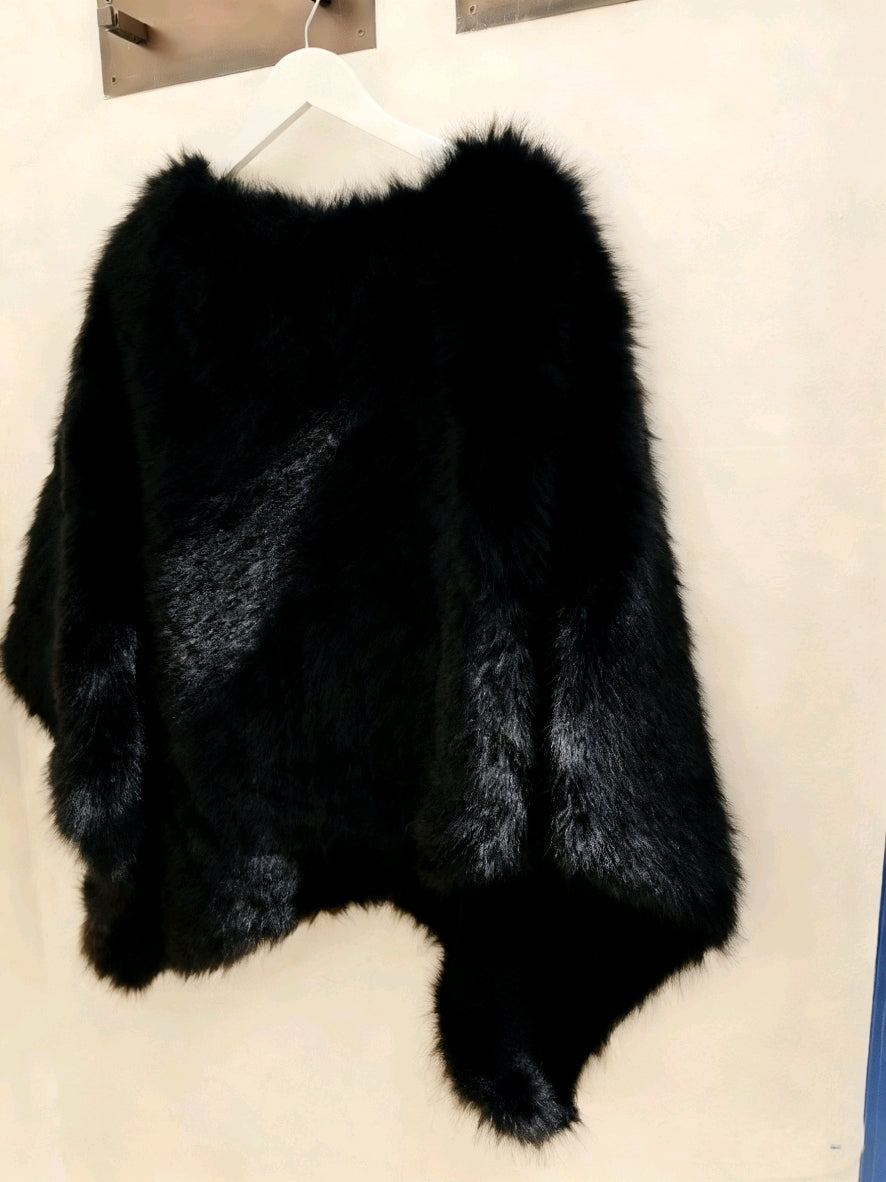 Giacca in Peluche con Bordo Asimmetrico - Marrone Chiaro / Nero / Marrone Scuro