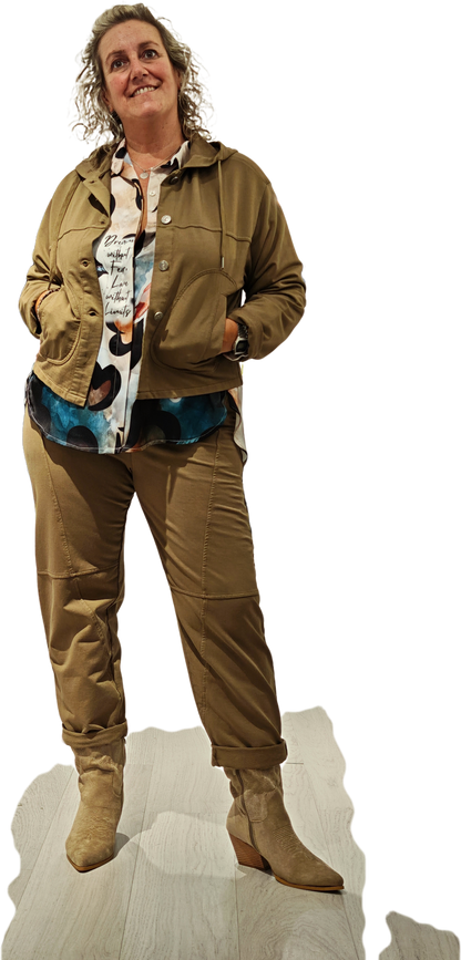 Giacca con Cappuccio Donna Color Cachi | Giacchina Corta con Bottoni