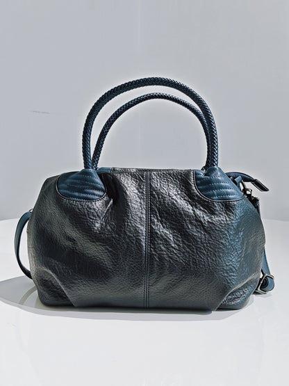 Borsa a Mano in Pella Marrone Scamosciata con Manici Intrecciati - Elegante e Pratica