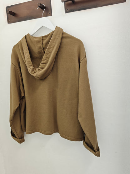 Giacca con Cappuccio Donna Color Cachi | Giacchina Corta con Bottoni