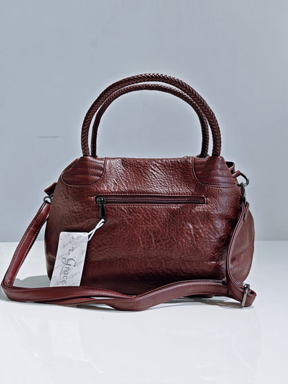 Borsa a Mano in Pella Marrone Scamosciata con Manici Intrecciati - Elegante e Pratica