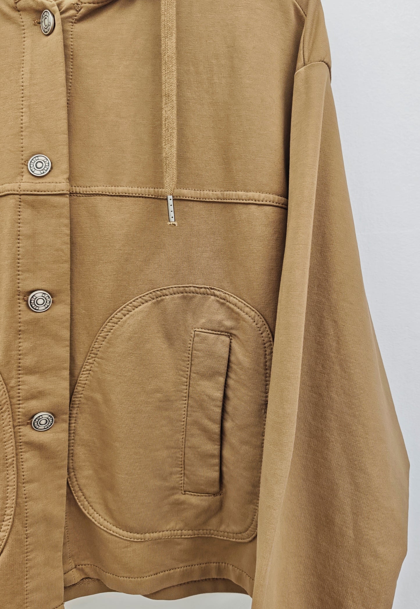 Giacca con Cappuccio Donna Color Cachi | Giacchina Corta con Bottoni