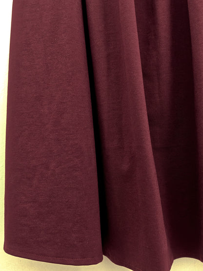 Vestito Lungo Donna Bordeaux Svasato | Abito Vita Alta con Cintura